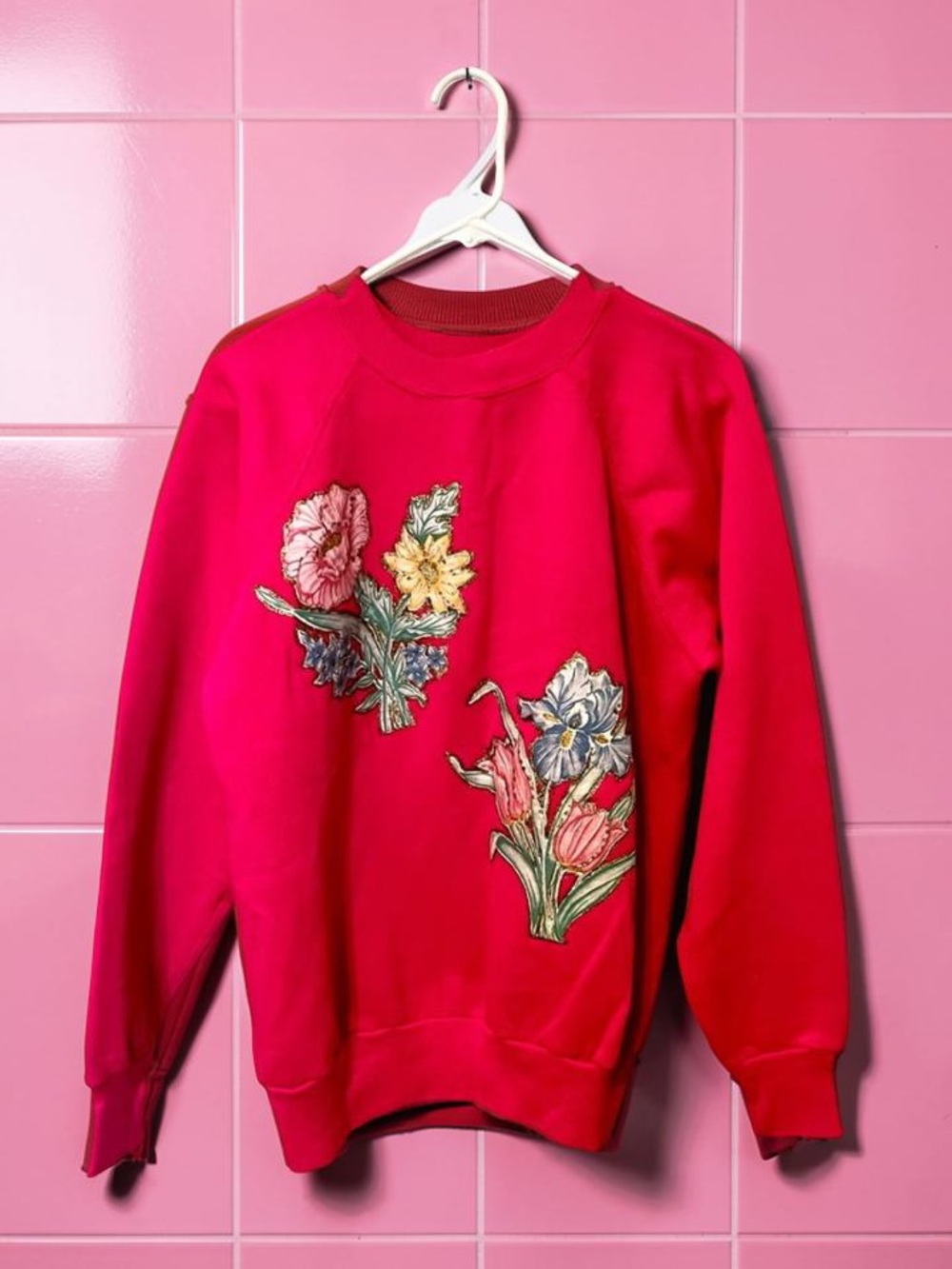 Vintage 80s/90s Floral Appliqué Puff Paint Crewneck